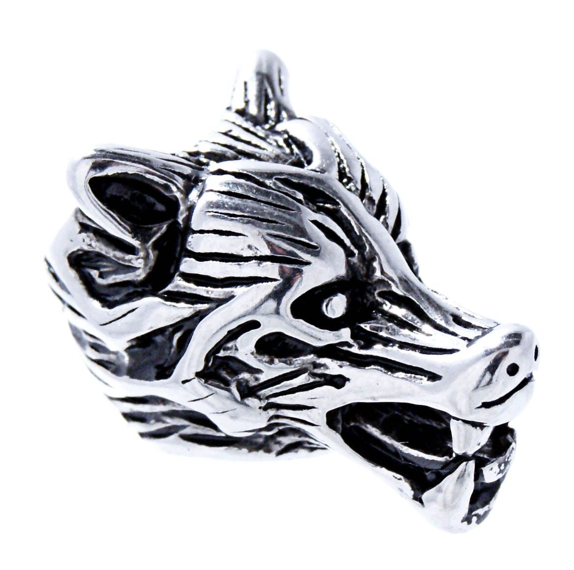 Sterling Silver Viking Wolf Head Beard Bead - SilverMania925