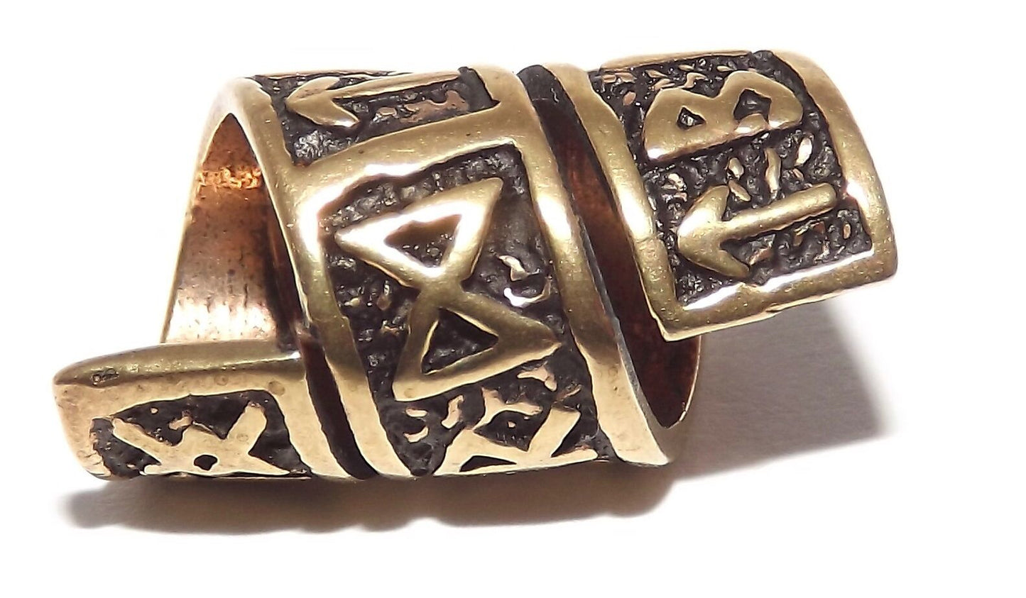 Bronze Viking Spiral Beard Bead Dreadlocks With Runes - SilverMania925