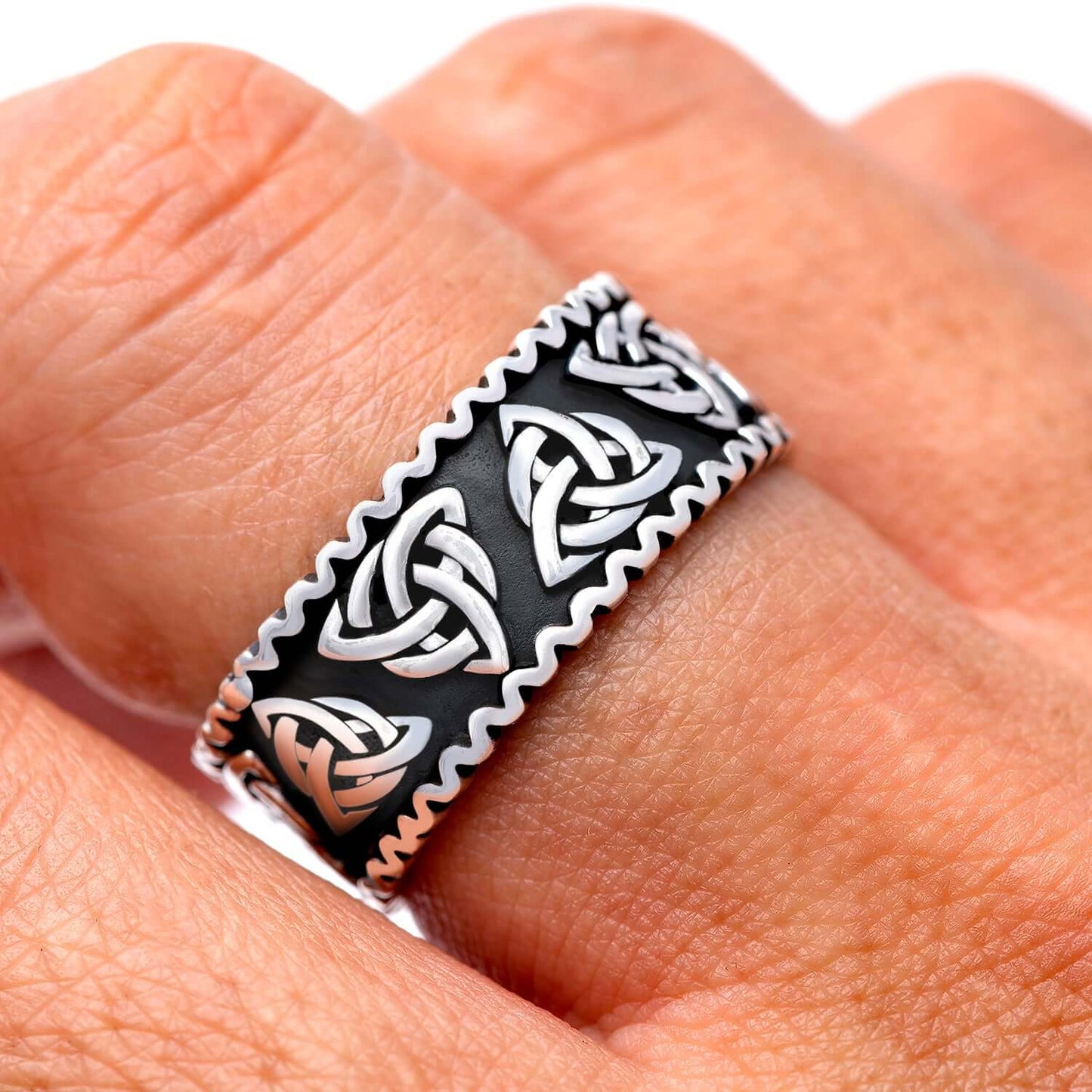925 Sterling Silver Triquetra Knots Ring - SilverMania925