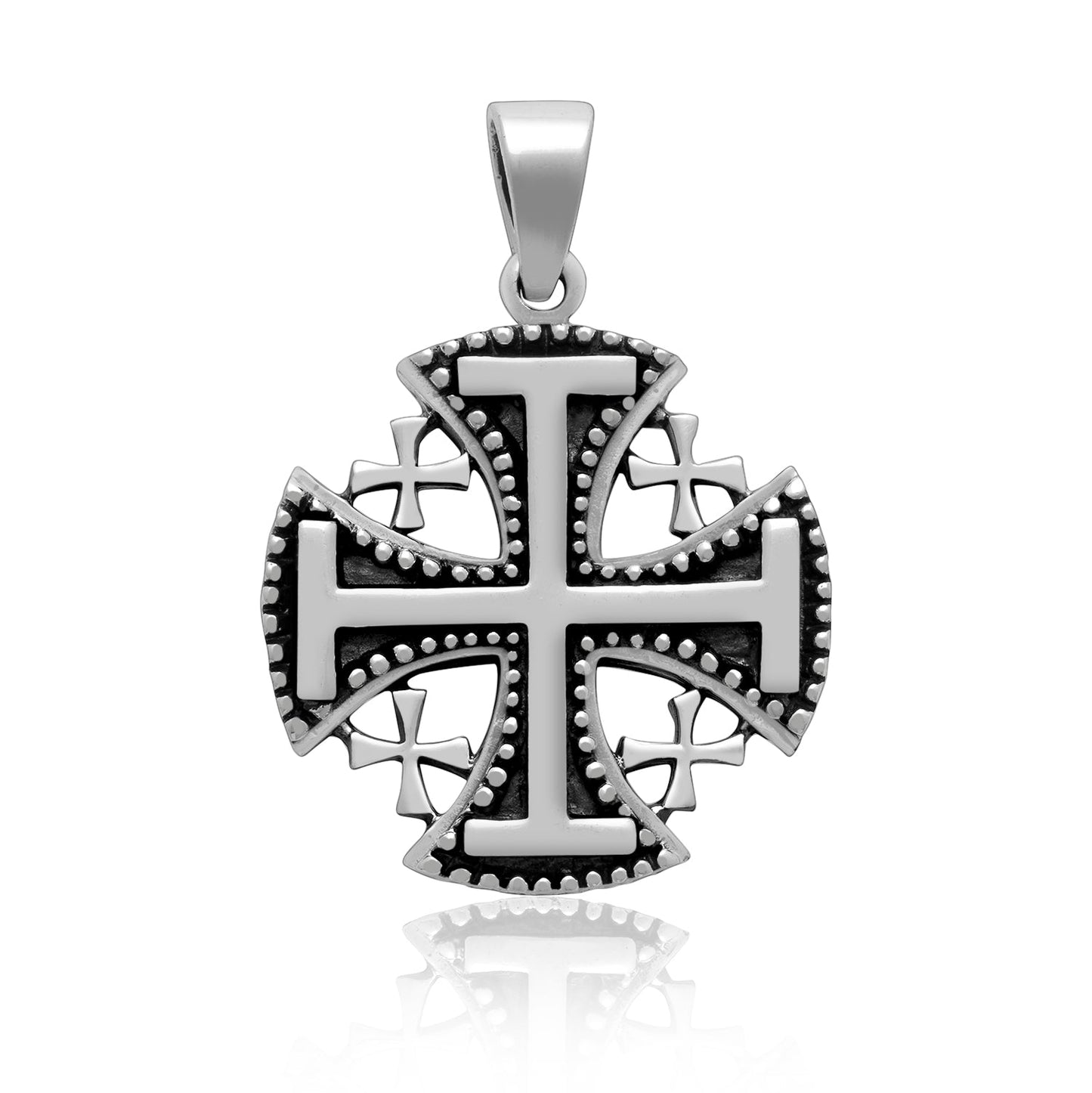 925 Sterling Silver Signed Jerusalem Cross Pendant - SilverMania925