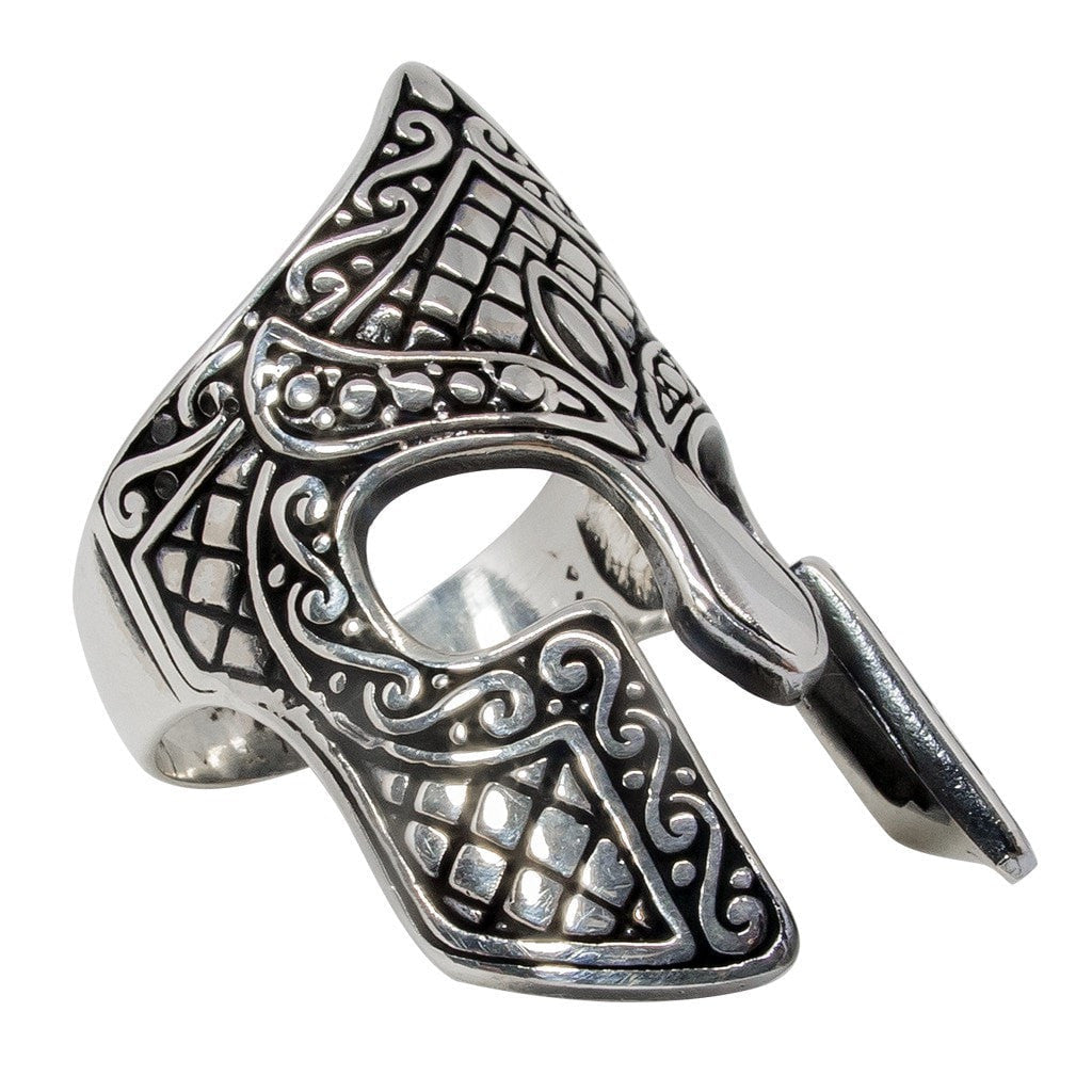 925 Sterling Silver Spartan Helmet Warrior 300 King Leonidas Thermopylae Ring - SilverMania925