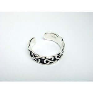 925 Sterling Silver Celtic Oxidized Adjustable Toe Ring - SilverMania925