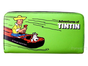 TINTIN Snowy Cartoon Credit Card Money ID Holder Green Wallet Purse Bag