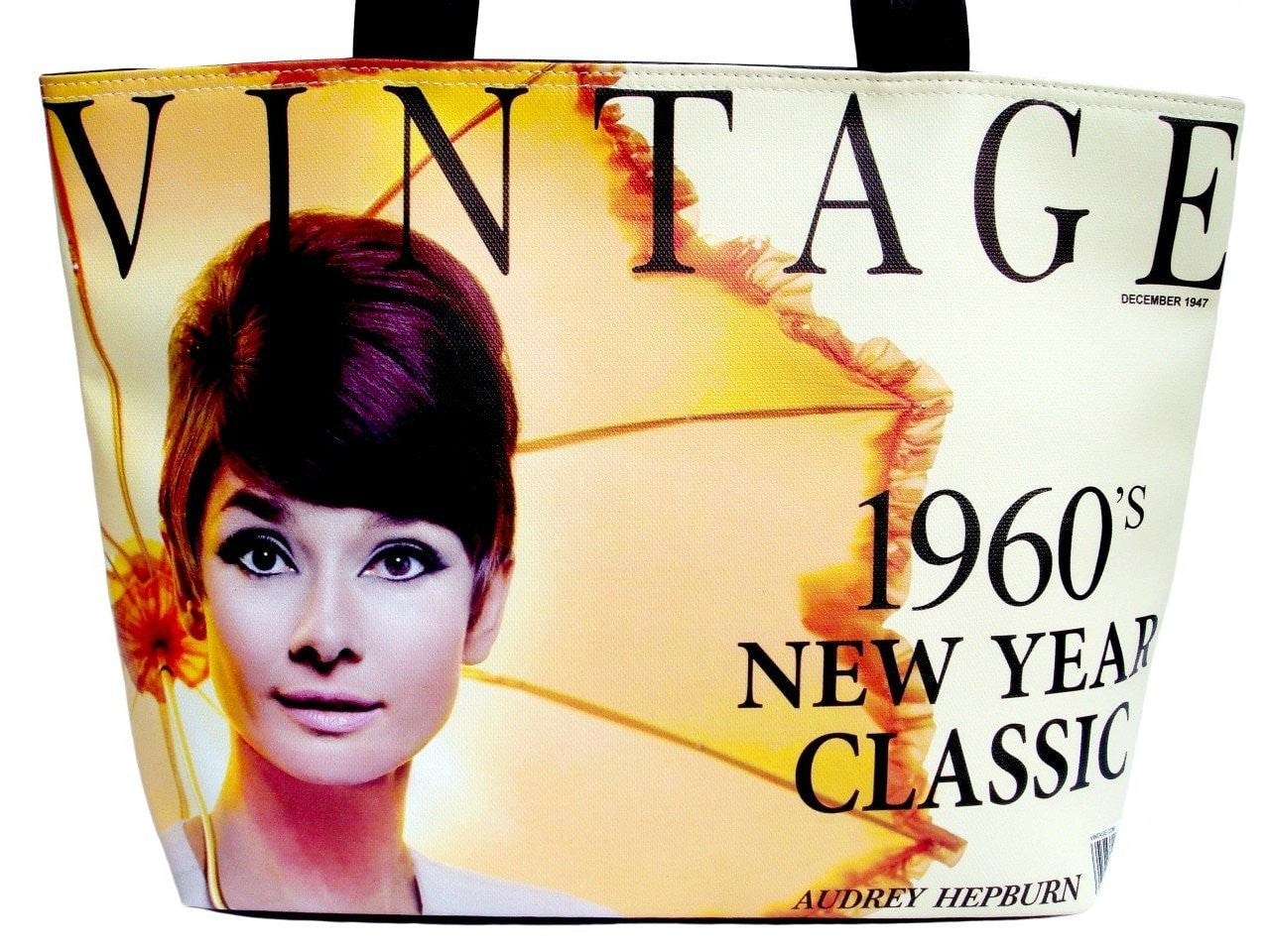 Audrey Hepburn Vintage 1960's Wide Tote Shoulder Bag Purse
