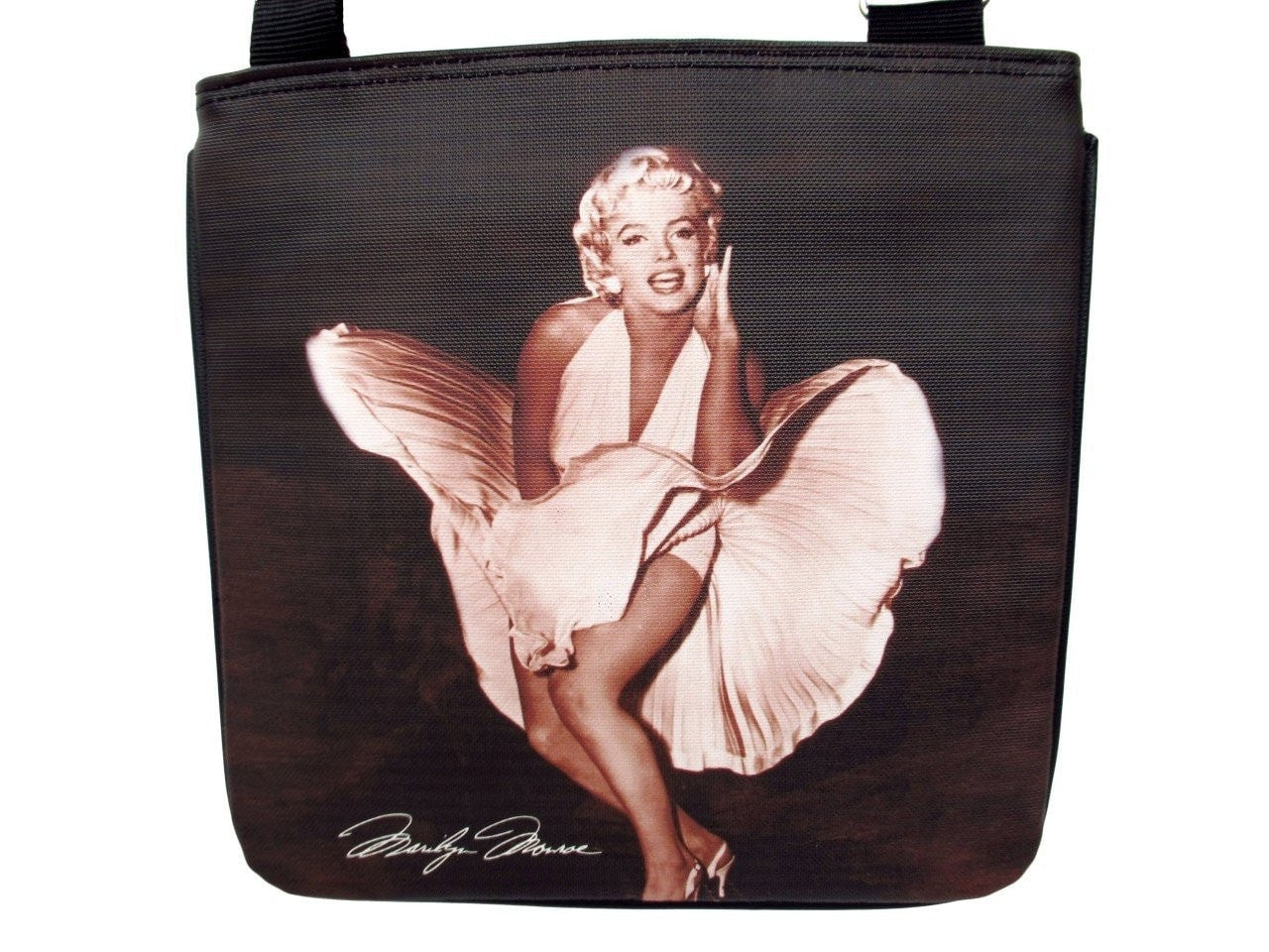 Marilyn Monroe Signature Ballerina Black Messenger Sling Bag Purse - SilverMania925