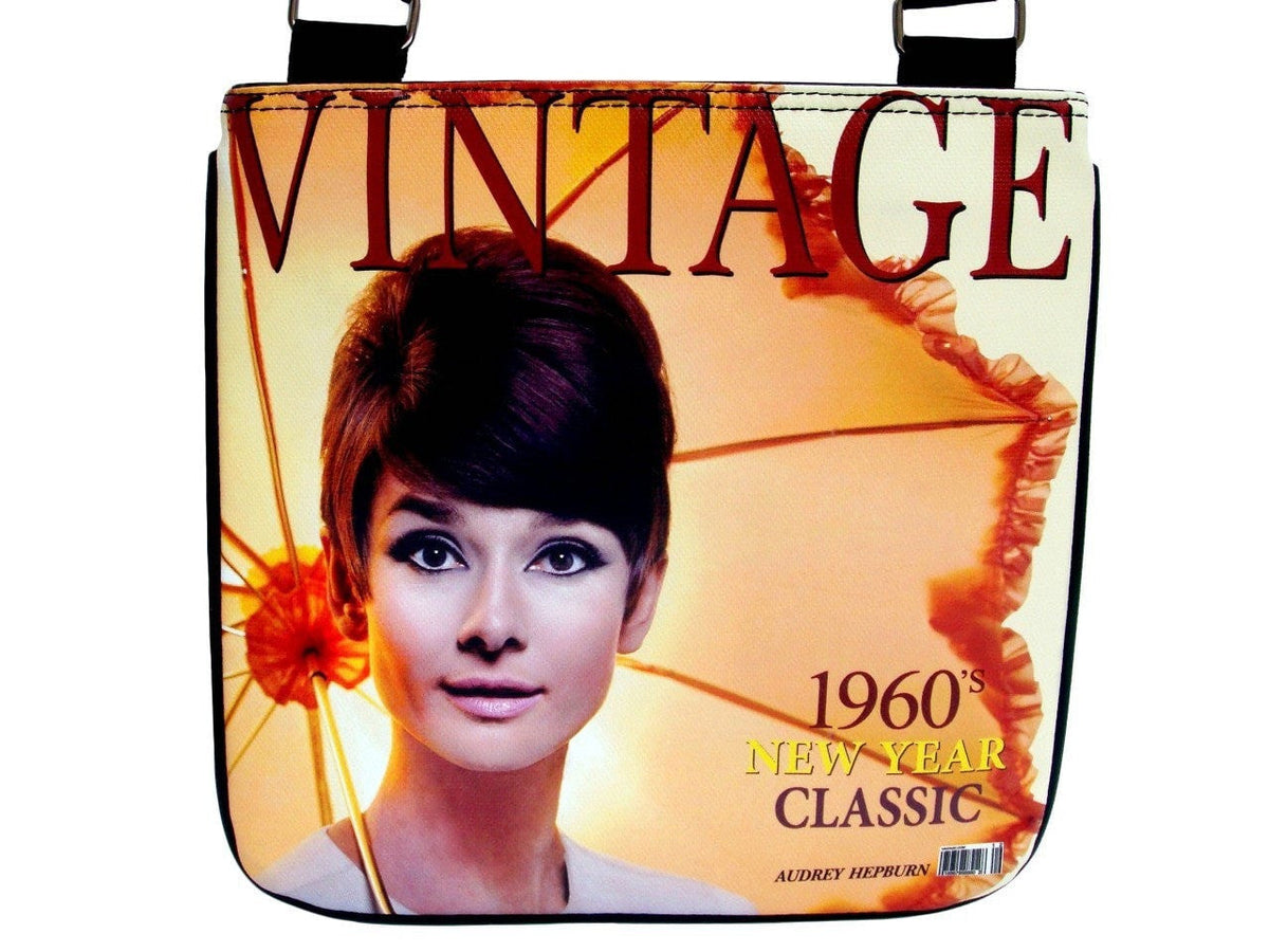 Audrey Hepburn Classic 1960s Messenger Purse - SilverMania925