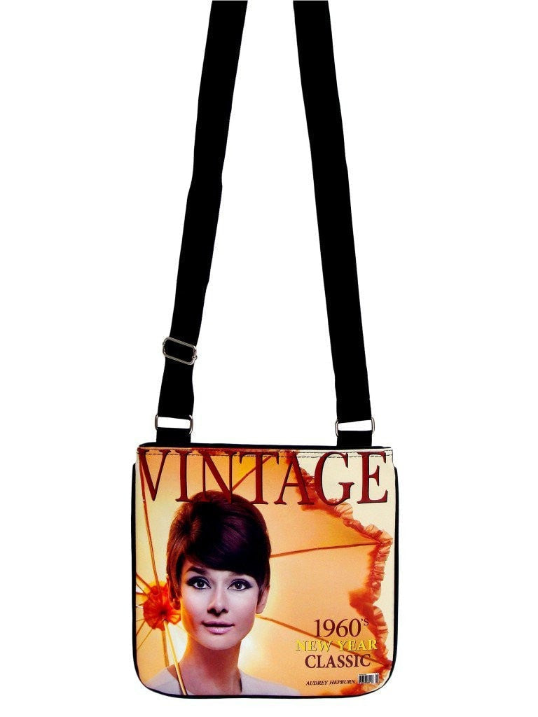 Audrey Hepburn Classic 1960s Messenger Purse - SilverMania925