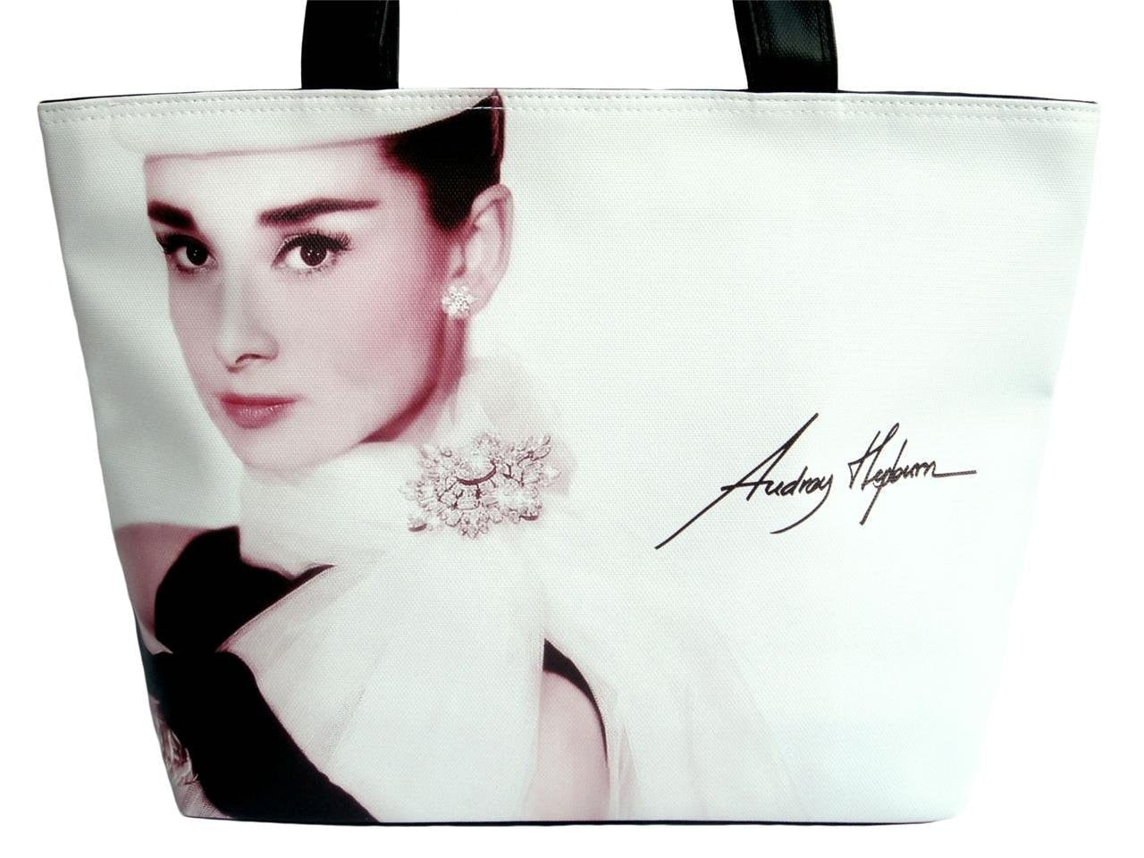 Audrey Hepburn Signature Fashion Wide Tote Shoulder Bag Purse
