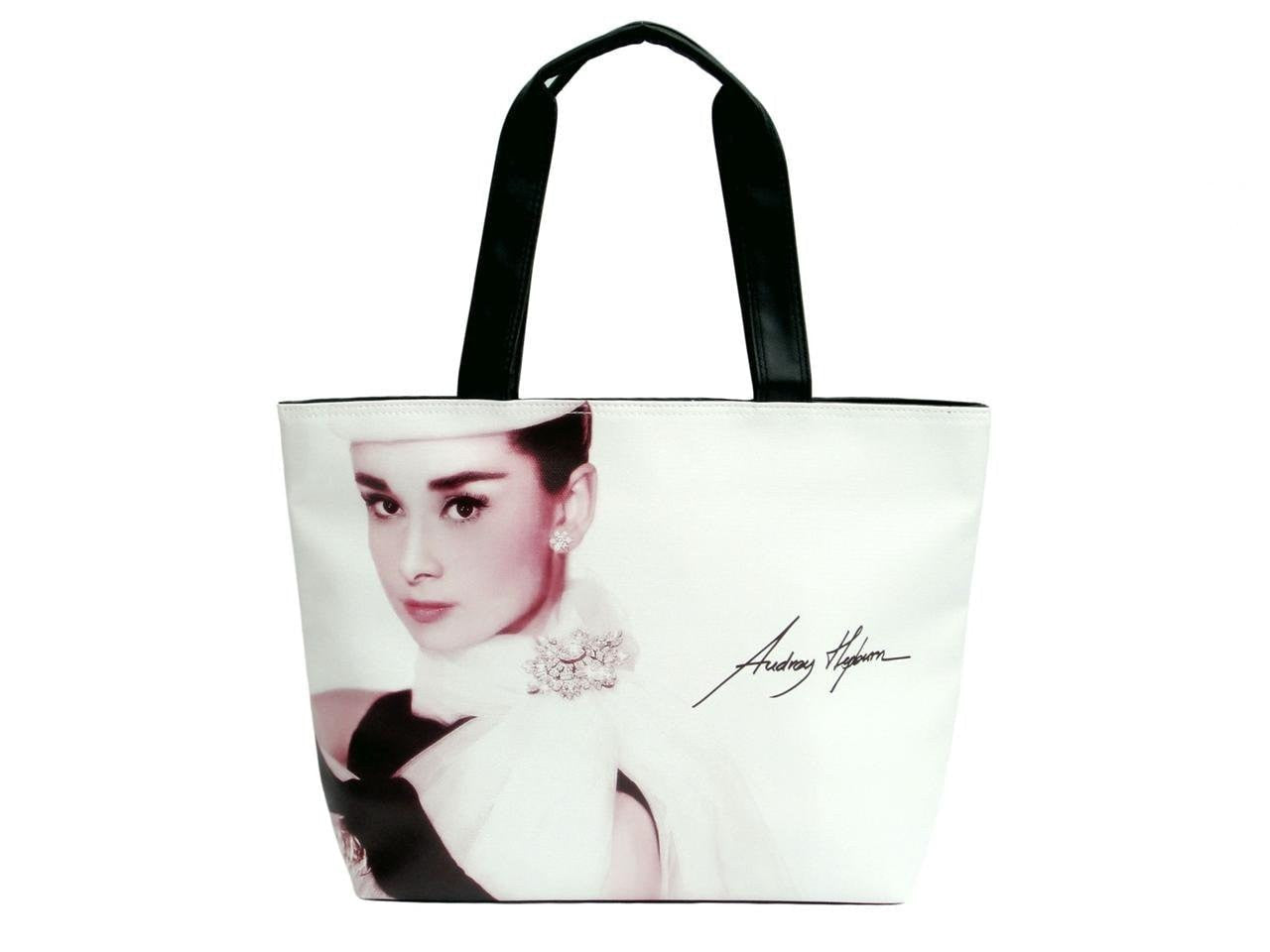 Audrey Hepburn Wide Tote Bag with Signature - SilverMania925