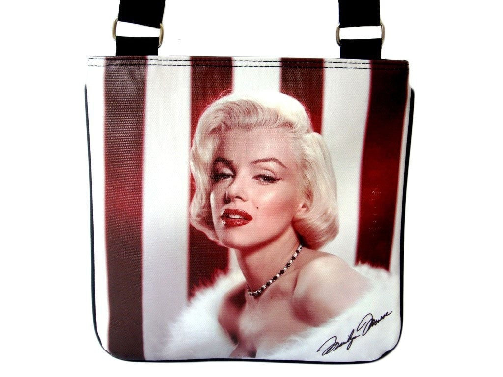 Marilyn Monroe Fashion Signature Messenger Sling Bag Purse - SilverMania925