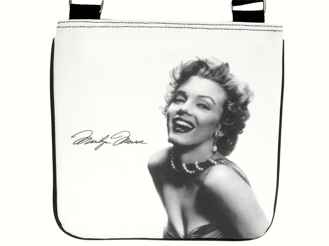 Marilyn Monroe Signature Classic Messenger Cross Body Sling White Bag Purse - SilverMania925
