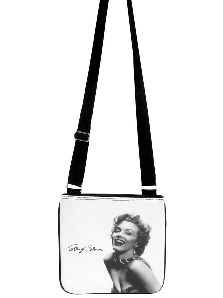 Marilyn Monroe Signature Classic Messenger Cross Body Sling White Bag Purse - SilverMania925