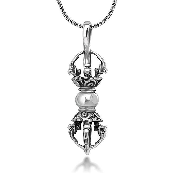 925 Sterling Silver Tibetan Buddhist Vajra Dorje Phurba Amulet Hindu Pendant - SilverMania925