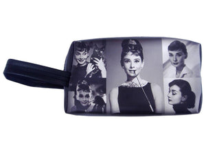 Audrey Hepburn Photo Picture Collage Make Up Lipstick Purse Cosmetic Zip Around Bag