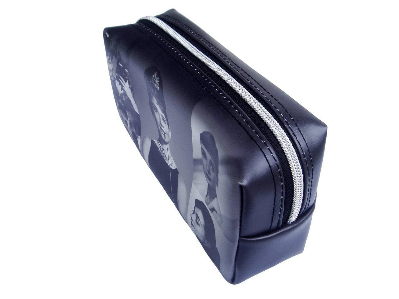 Audrey Hepburn Photo Picture Collage Make Up Lipstick Purse Cosmetic Zip Around Bag