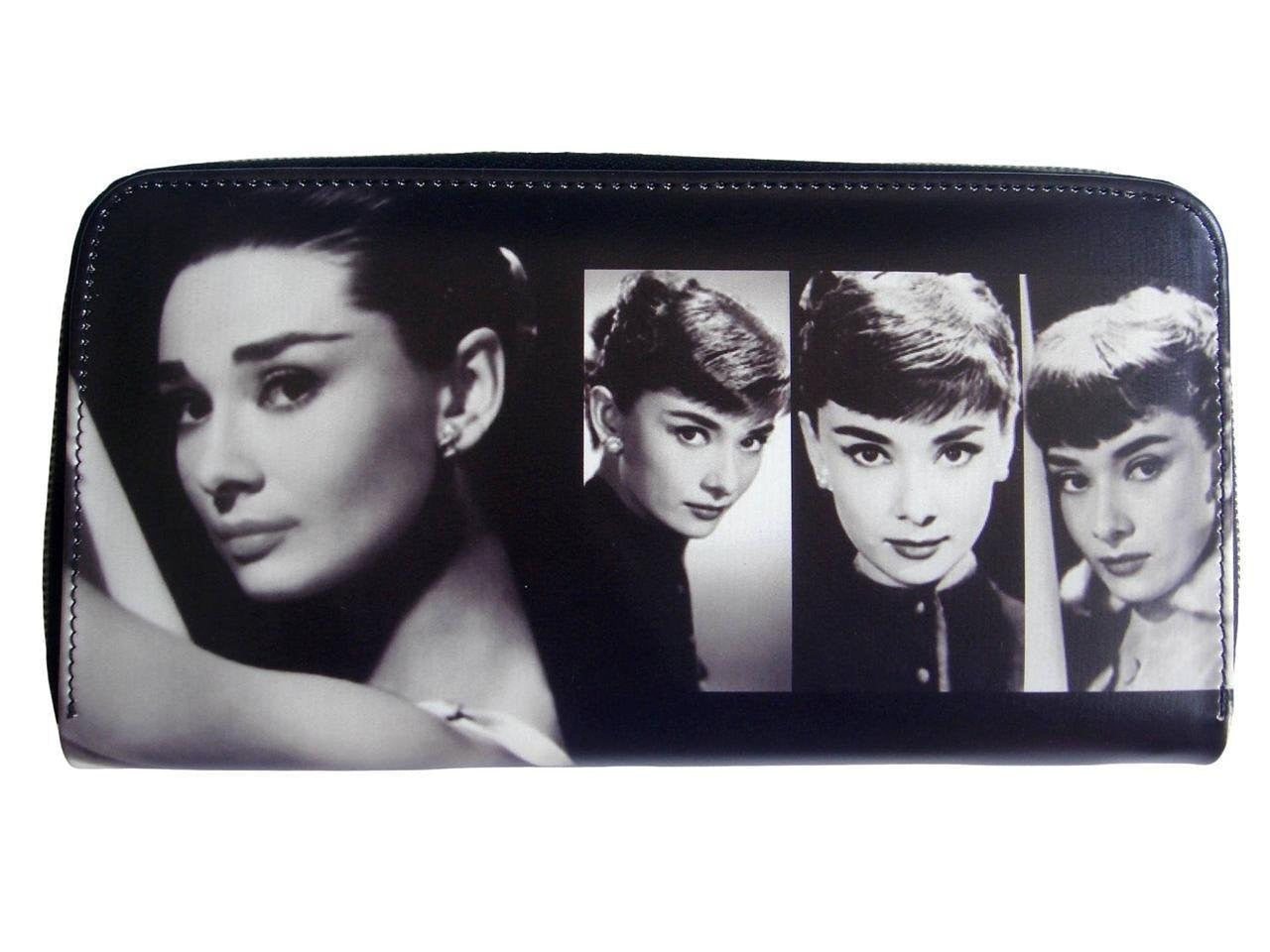Audrey Hepburn Signature Photo Collage Travel Wallet ID Holder Bag