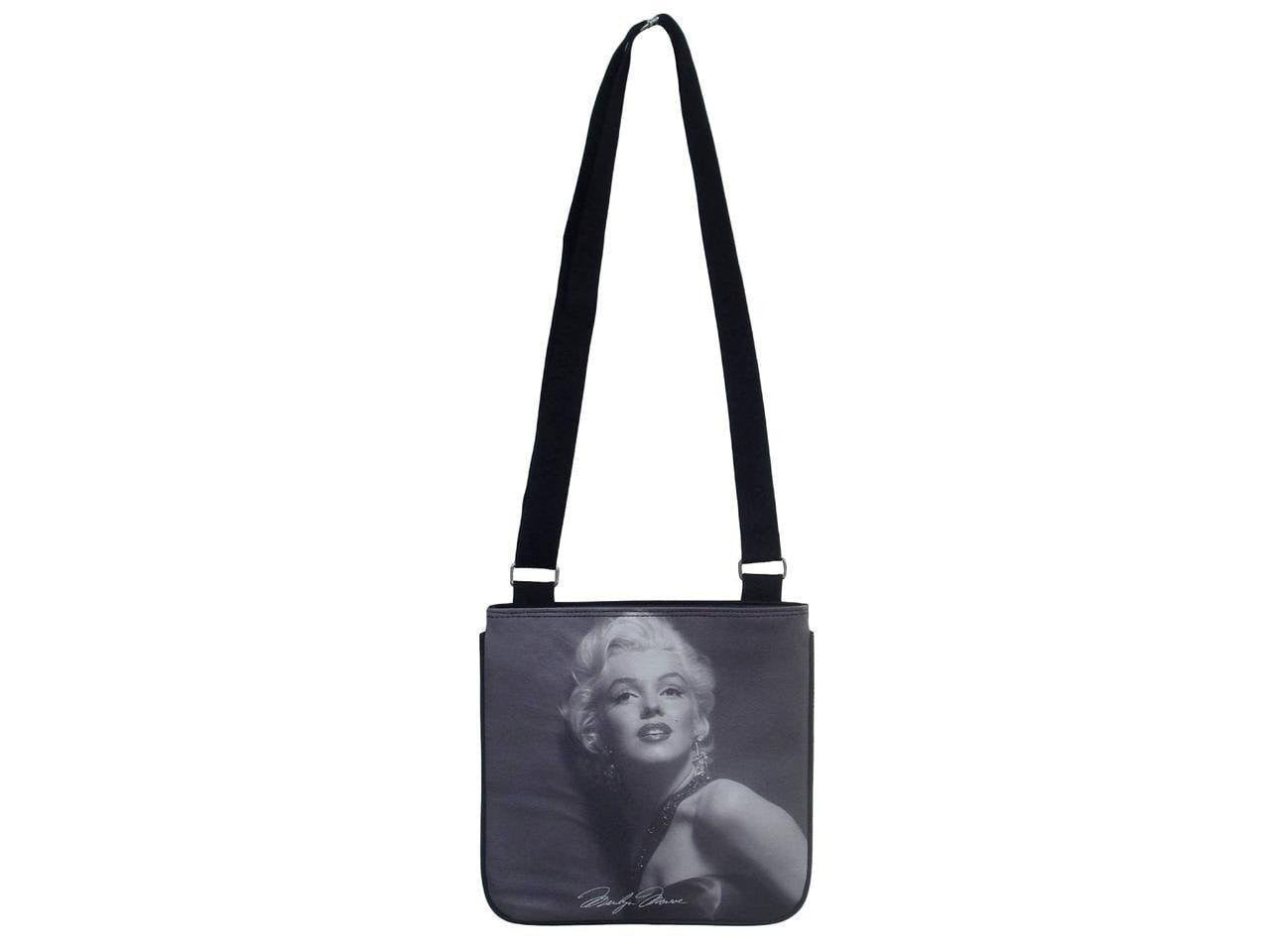 Marilyn Monroe Signature Classic Black Messenger Sling Bag Purse - SilverMania925