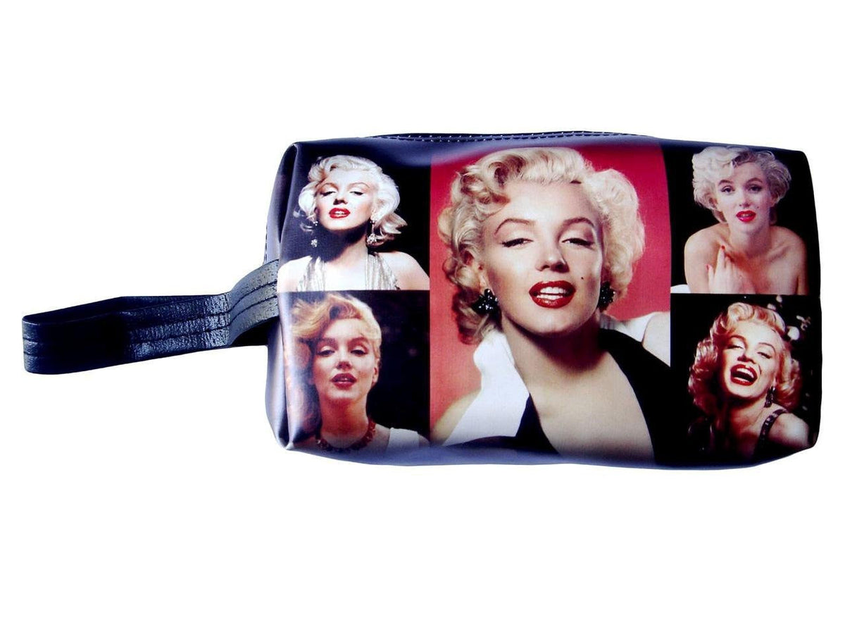 Marilyn Monroe Retro Photo Collage Make Up Lipstick Cosmetic Zip Around Bag - SilverMania925