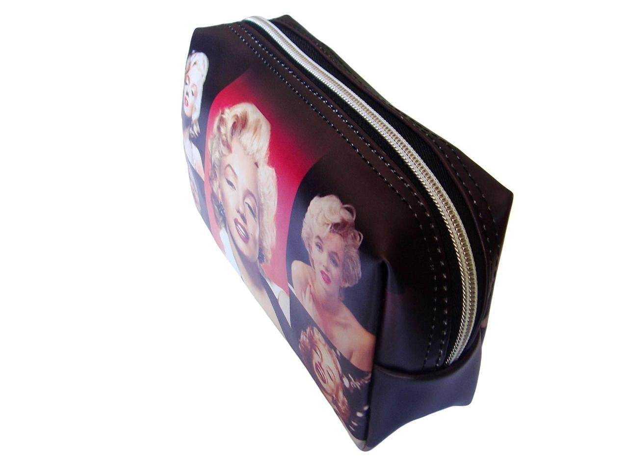 Marilyn Monroe Retro Photo Collage Make Up Lipstick Cosmetic Zip Around Bag - SilverMania925