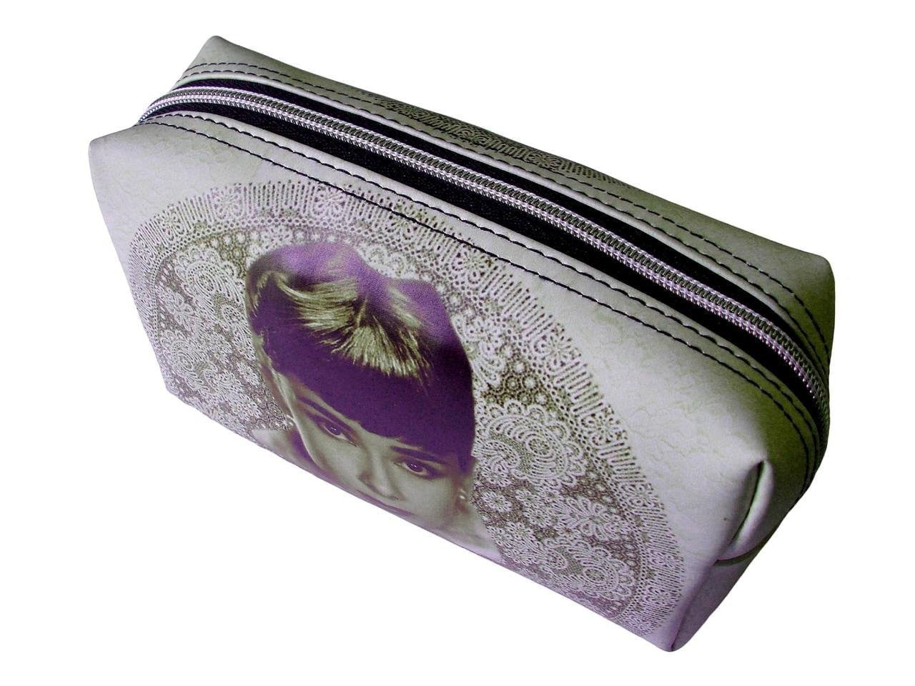 Audrey Hepburn Retro Rare Make Up Lipstick Purse Cosmetic Zip Around Bag