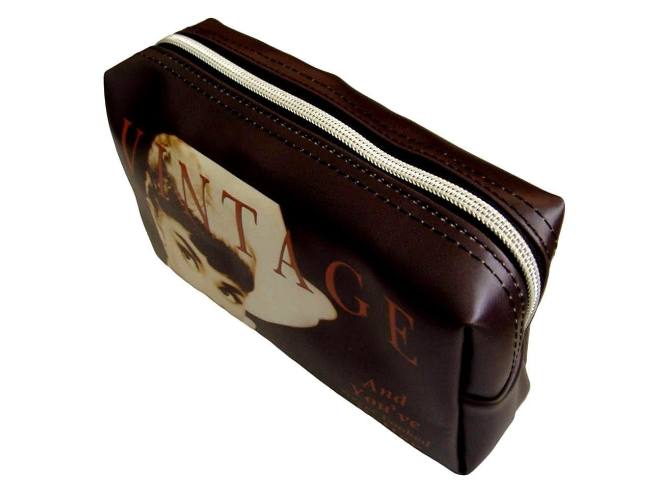 Audrey Hepburn Vintage Retro Make Up Lipstick Purse Cosmetic Zip Around Bag