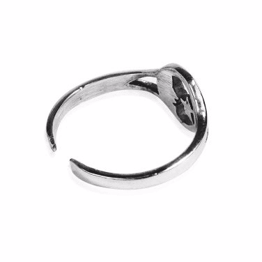 925 Sterling Silver Goodnight Moon Face Star Adjustable Pinky Toe Ring - SilverMania925