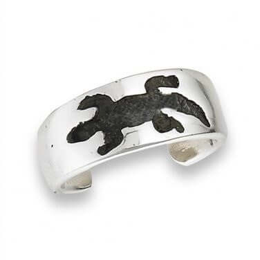 925 Sterling Silver Gecko Oxidized Adjustable Pinky Toe Ring - SilverMania925