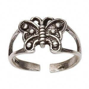925 Sterling Silver Butterfly Pinky Toe Ring - SilverMania925
