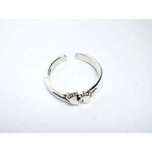 925 Sterling Silver Happy Feet Adjustable Pinky Toe Ring