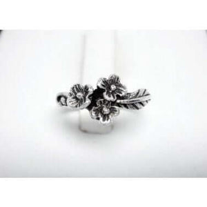 925 Sterling Silver Flowers Oxidized Adjustable Pinky Toe Ring