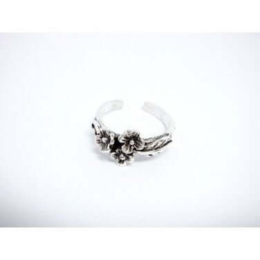 925 Sterling Silver Flowers Toe Ring - SilverMania925