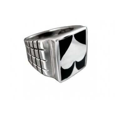 925 Sterling Silver Mens Spade Poker Ring - SilverMania925