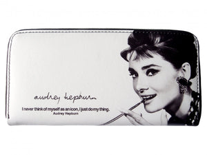 Audrey Hepburn Retro Cinema Actress Icon Signature White Wallet Bag