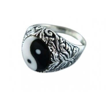 925 Sterling Silver Unisex Ornate Ying Yin Yang Tai Chi Ring