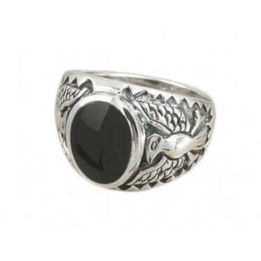 925 Sterling Silver  German Eagle Onyx Ring - SilverMania925