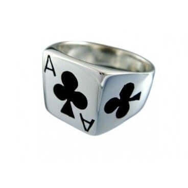 925 Sterling Silver Ace of Clubs Casino Ring - SilverMania925