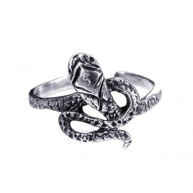 925 Sterling Silver Snake Oxidized Adjustable Pinky Toe Ring - SilverMania925