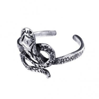 925 Sterling Silver Snake Oxidized Adjustable Pinky Toe Ring - SilverMania925
