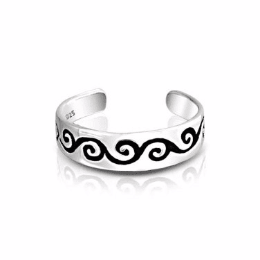 925 Sterling Silver Celtic Irish Swirl Whirl Adjustable Pinky Toe Ring