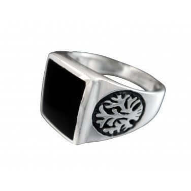 Sterling Silver Celtic Tree Of Life Black Onyx Ring - SilverMania925