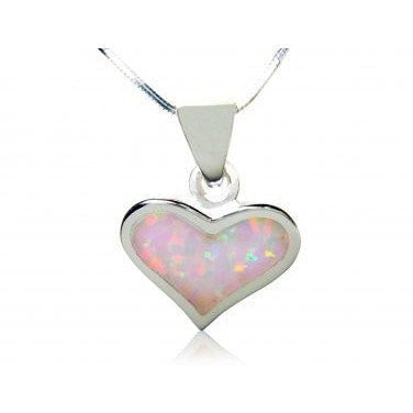 925 Sterling Silver White Opal Heart Love Charm Pendant