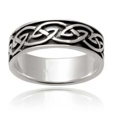 925 Sterling Silver Celtic Interwoven Infinity Knots Irish Wedding Band Ring