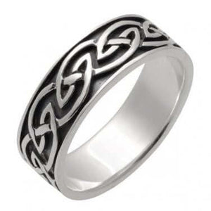 925 Sterling Silver Celtic Interwoven Infinity Knots Irish Wedding Band Ring