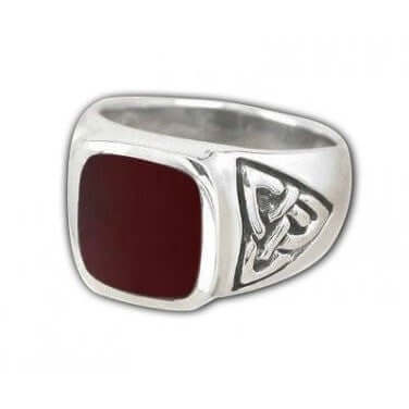 Sterling Silver Celtic Triquetra Ring with Carnelian - SilverMania925