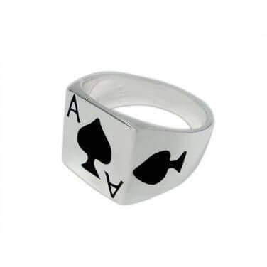 925 Sterling Silver Ace of Spades Casino Ring - SilverMania925
