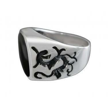 925 Sterling Silver Mens Black Onyx Celtic Oxidized Dragon Ring 12gr - SilverMania925