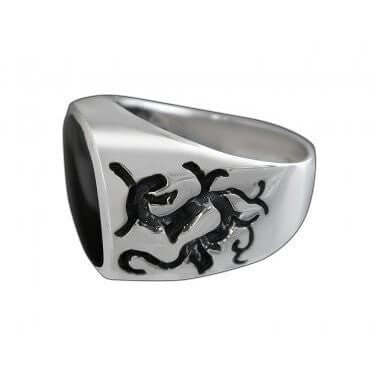 925 Sterling Silver Mens Black Onyx Celtic Oxidized Dragon Ring 12gr