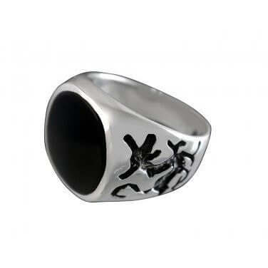 925 Sterling Silver Mens Black Onyx Celtic Oxidized Dragon Ring 12gr - SilverMania925