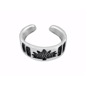 925 Sterling Silver Maple Leaf Oxidized Adjustable Pinky Toe Ring