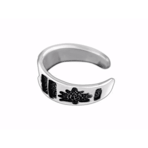 925 Sterling Silver Maple Leaf Oxidized Adjustable Pinky Toe Ring
